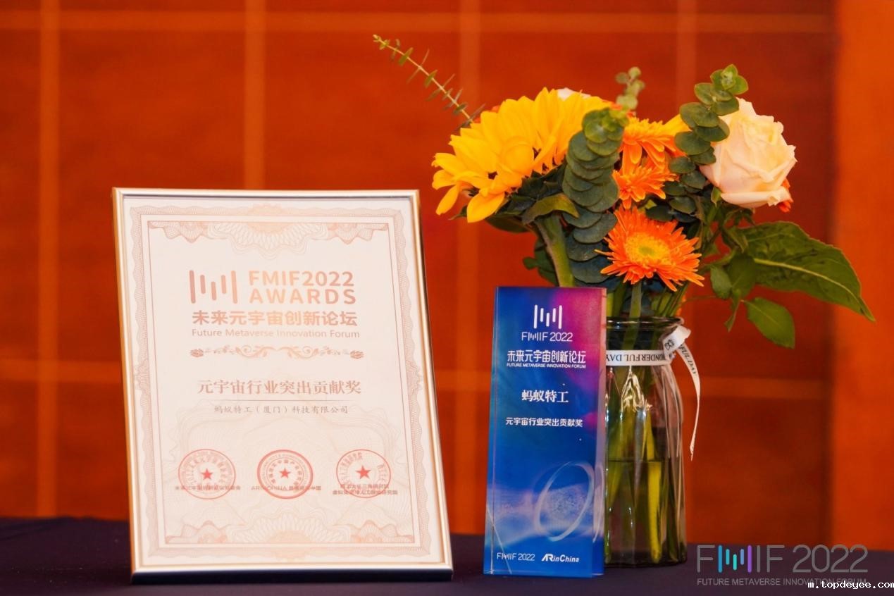 蚂蚁特工荣获FMIF2022未来元宇宙创新论坛——“元宇宙行业突出贡献奖”